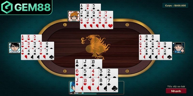 Cách chơi bài Mậu Binh sắp xếp các quân nhận được thành ba chi