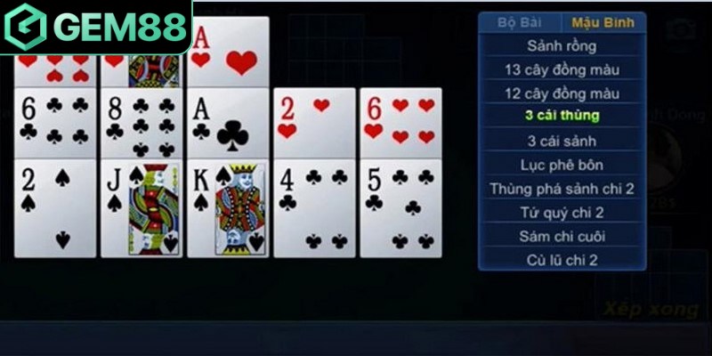 So sánh các bộ bài lần lượt theo quy định chung