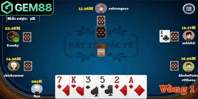Cách chơi game bài Catte trải qua 6 vòng đấu