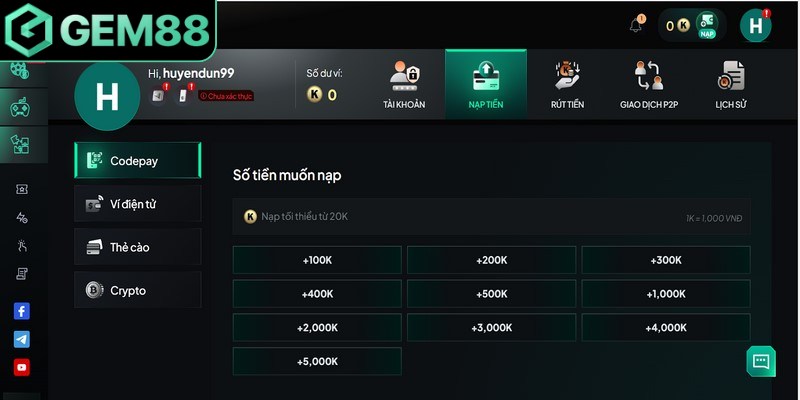 Nạp tiền Gem88 mang lại nhiều lợi ích quan trọng cho thành viên